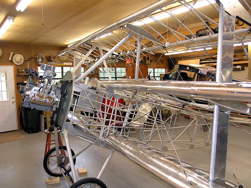 triplaneprogress.jpg - Working on the leading edge skin and final rigging.